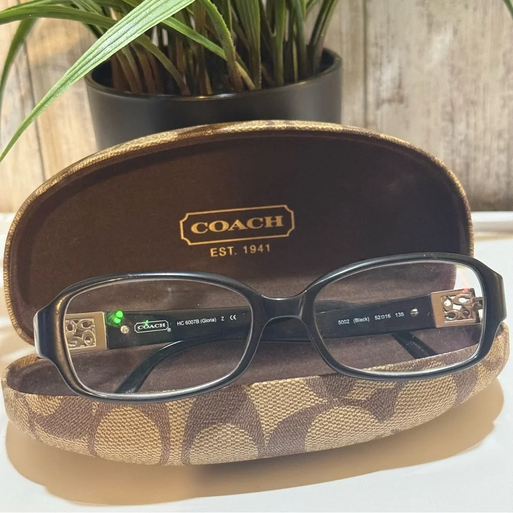 COACH Women's Rectangular Prescription Glasses in Black 52 16 135